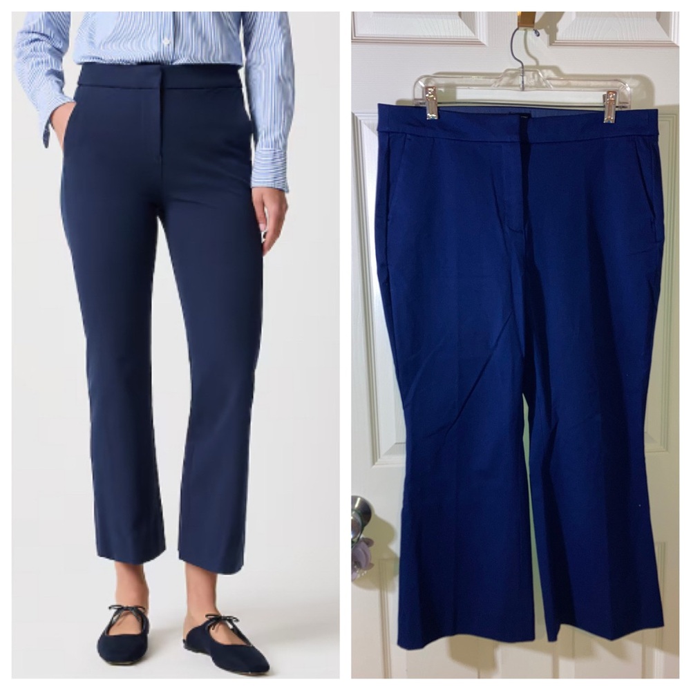 J. Crew Factory Kelsey Crop Flare Pants Bottoms Slacks Navy sz 14